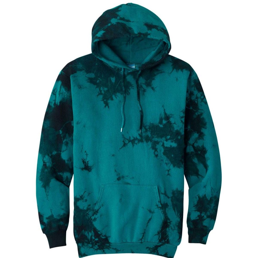 * Port & Company Men'S Black Teal Crystal Tie-Dye Pullover Hoodie | Sweatshirts