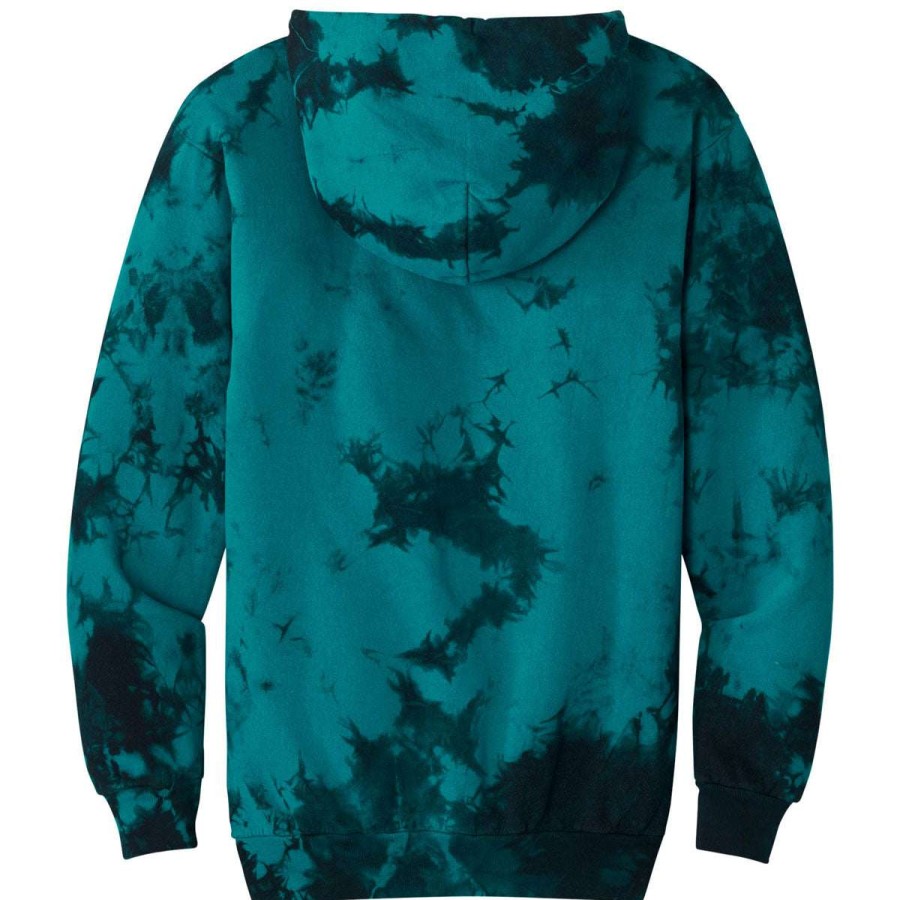 * Port & Company Men'S Black Teal Crystal Tie-Dye Pullover Hoodie | Sweatshirts