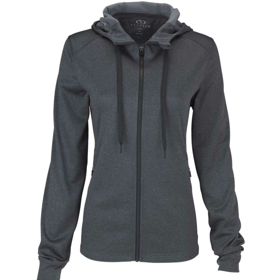 * Vantage Women'S Dark Grey Street Hoodie | Full Zips