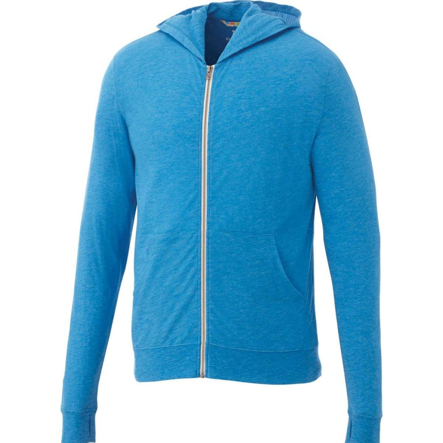 * Elevate Men'S Olympic Blue Heather Garner Knit Full Zip Hoodie | Full Zips