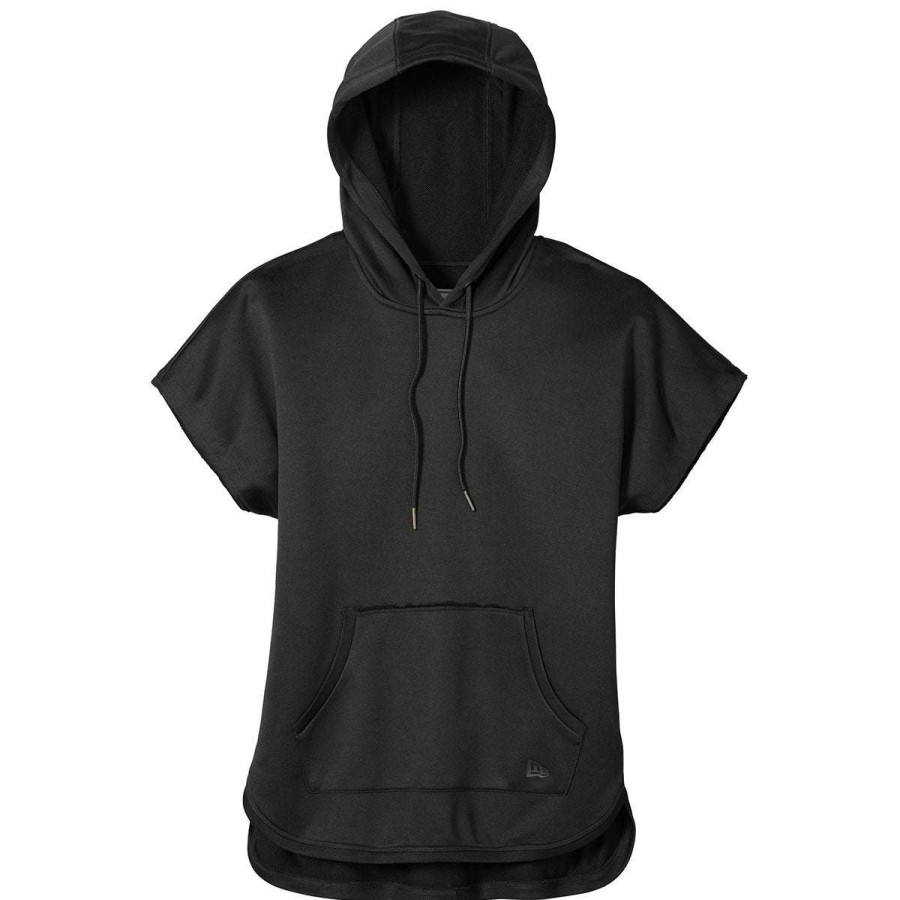 * New Era Women'S Black Performance Terry Short Sleeve Hoodie | Sweatshirts