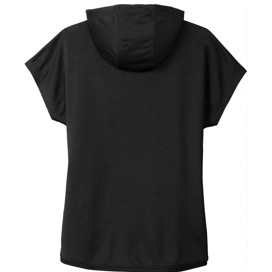 * New Era Women'S Black Performance Terry Short Sleeve Hoodie | Sweatshirts