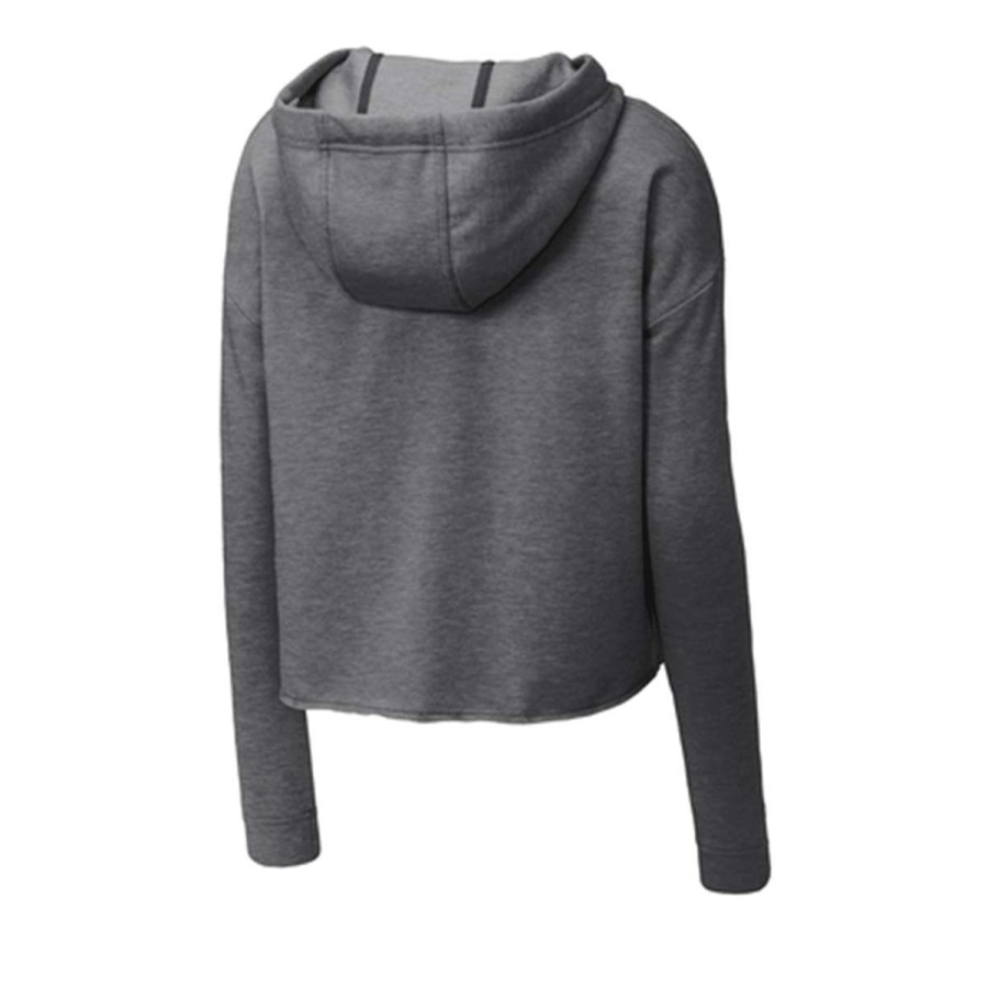 * Sport-Tek Women'S Dark Grey Heather Posicharge Tri-Blend Wicking Fleece Crop Hoodie | Sweatshirts