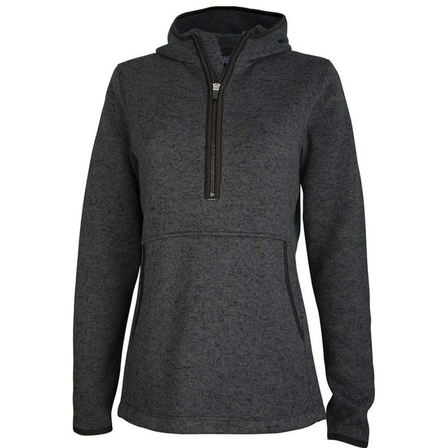 * Charles River Women'S Charcoal Heathered Fleece Quarter Zip Hoodie | Quarter Zips