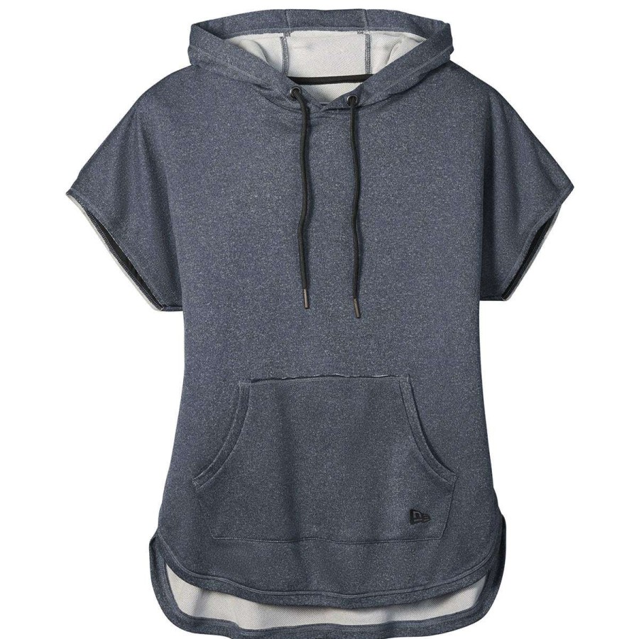 * New Era Women'S True Navy Heather Performance Terry Short Sleeve Hoodie | Sweatshirts