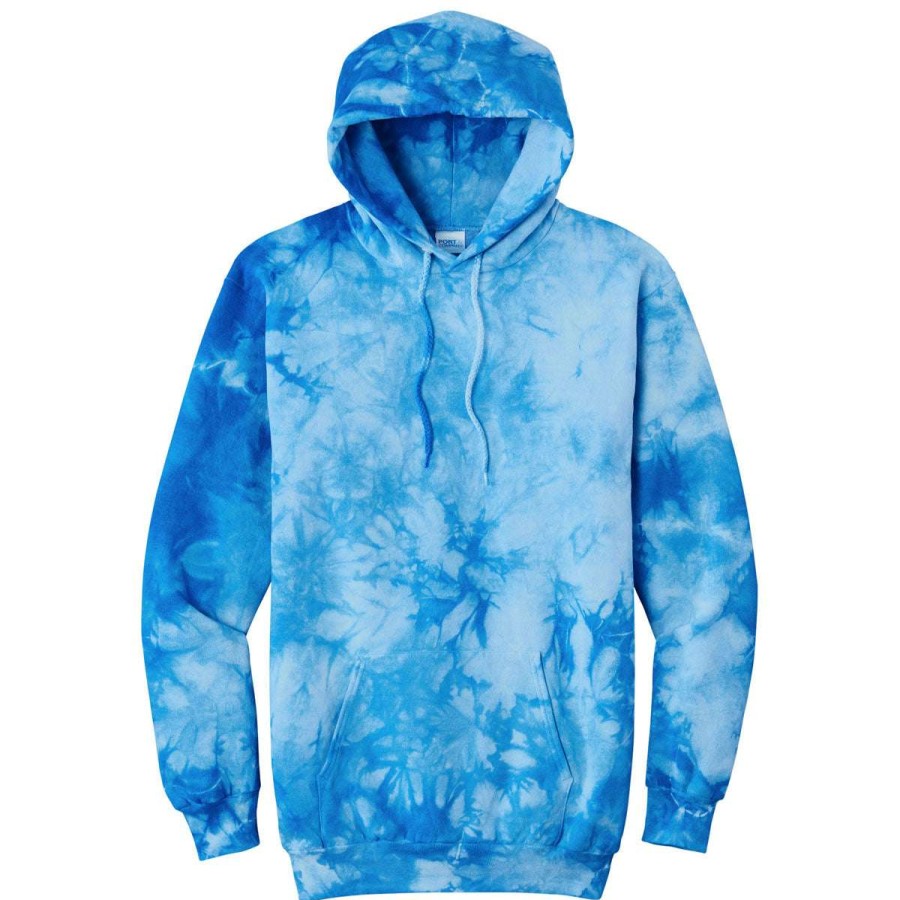 * Port & Company Men'S Sky Blue Crystal Tie-Dye Pullover Hoodie | Sweatshirts