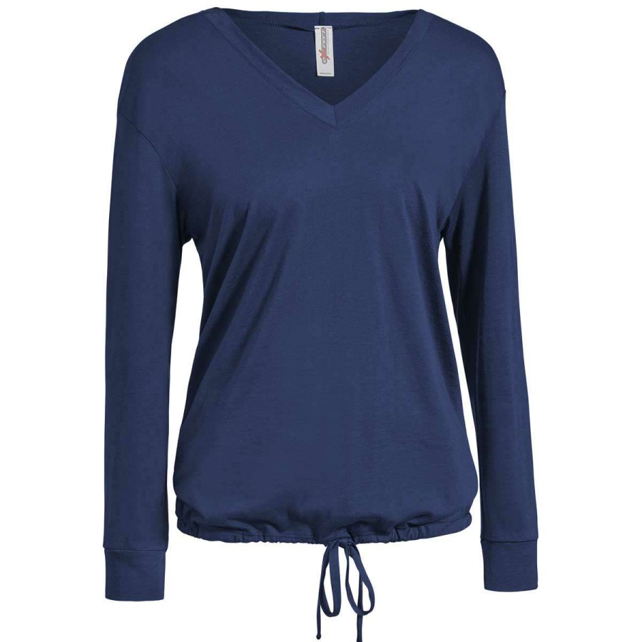 * Expert Women'S Navy American Moca V-Neck Hoodie | Cotton