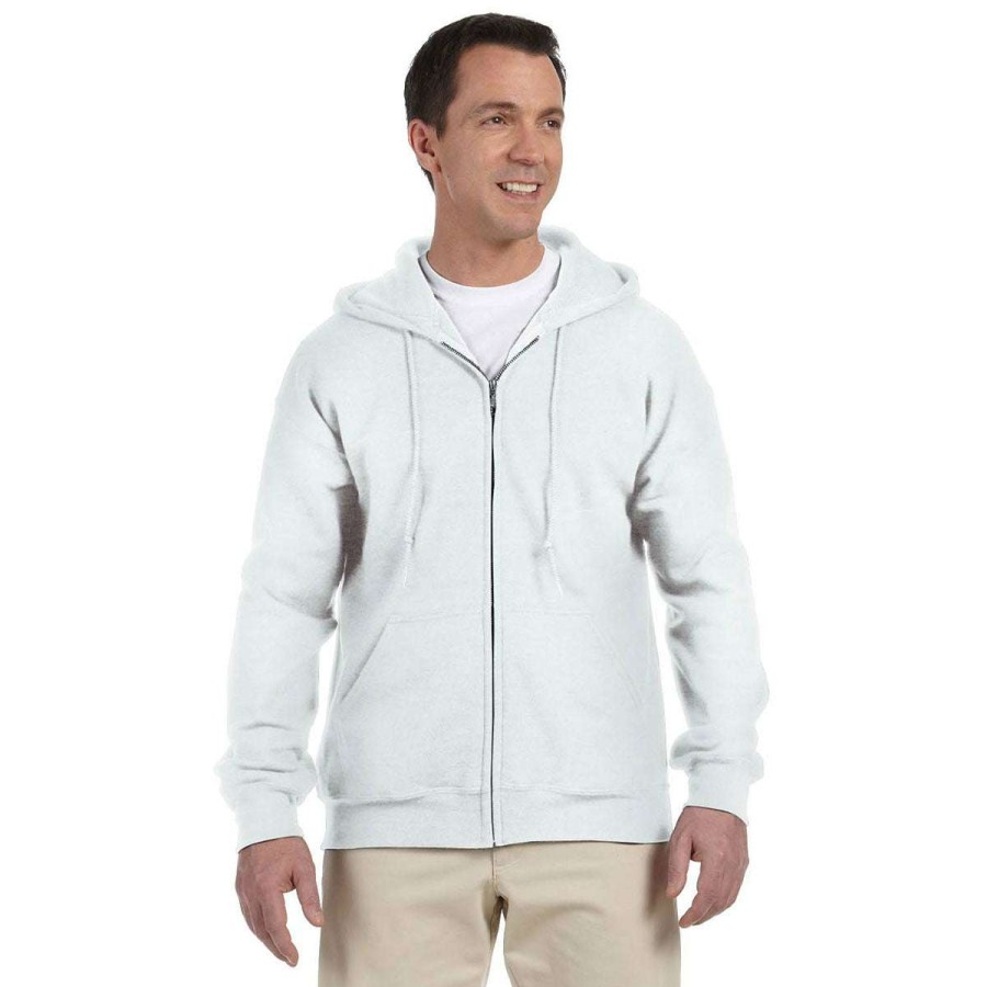 * Gildan Uni White Dryblend 9 Oz. 50/50 Full Zip Hoodie | Full Zips