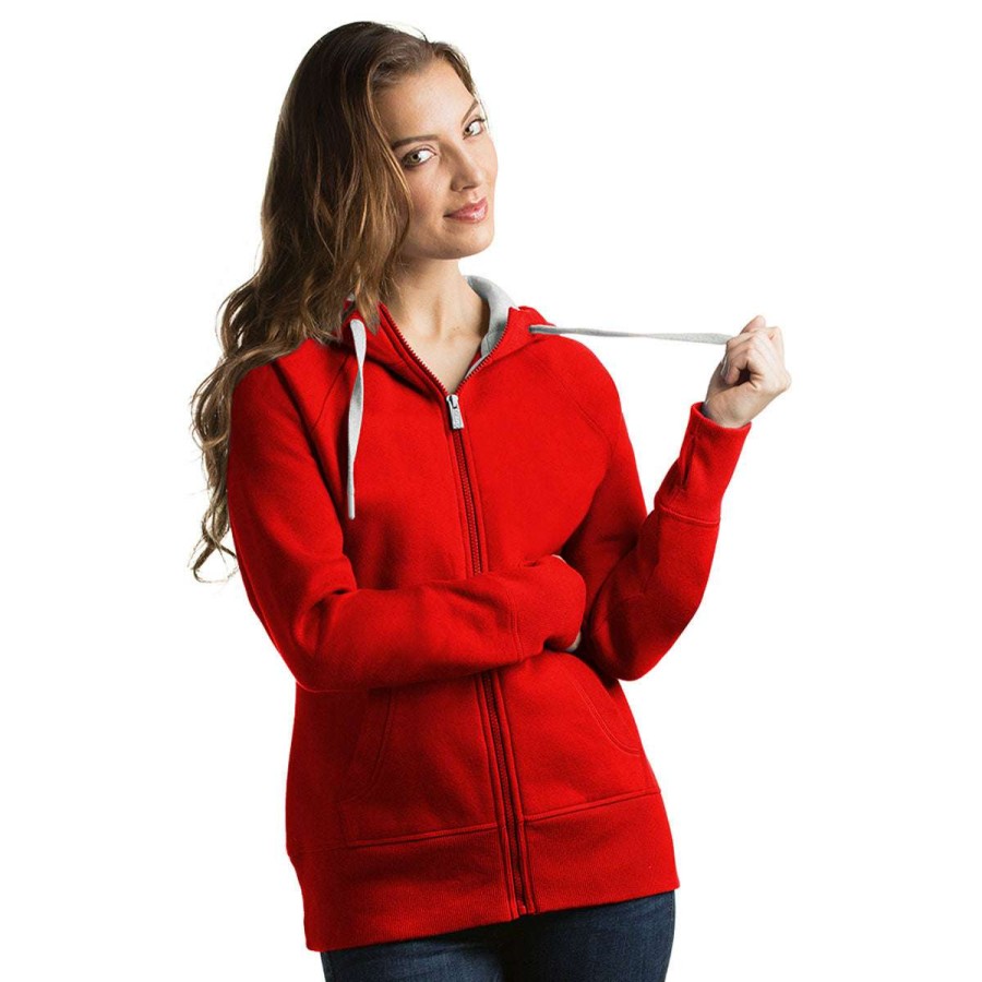 * Antigua Women'S Bright Red Victory Hoodie | Full Zips