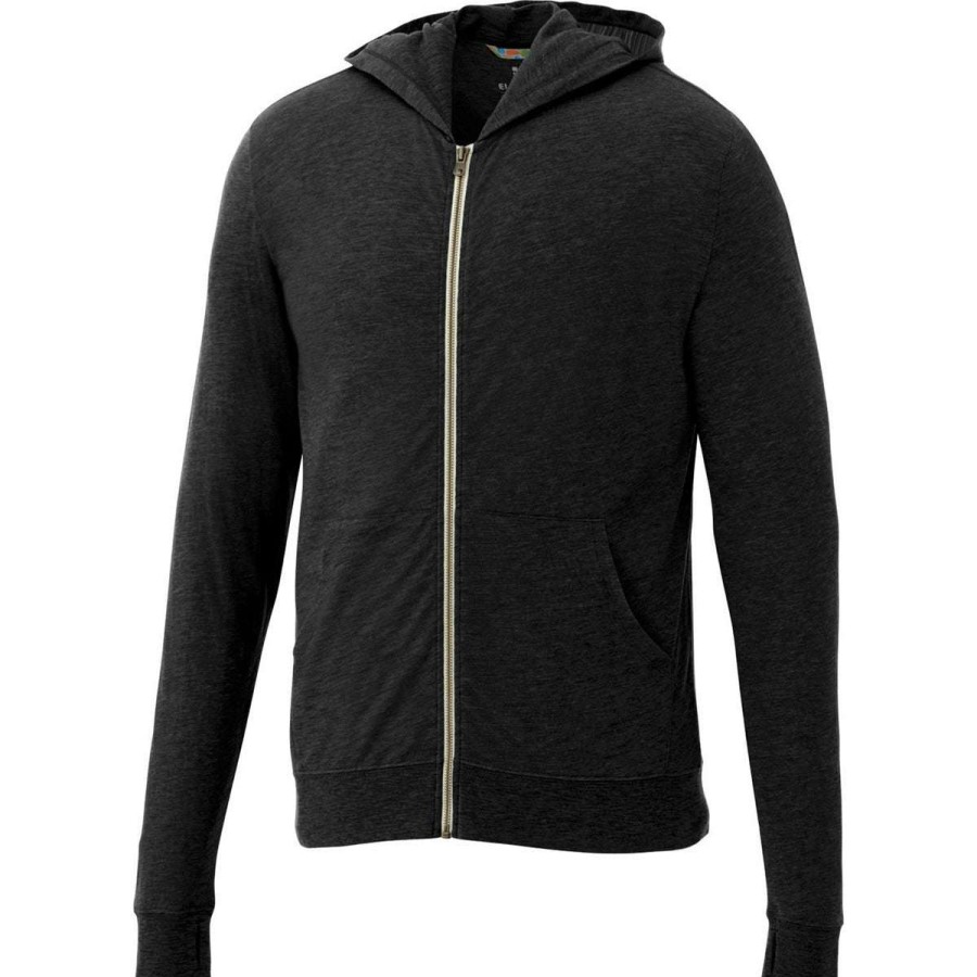 * Elevate Men'S Black Garner Knit Full Zip Hoodie | Full Zips