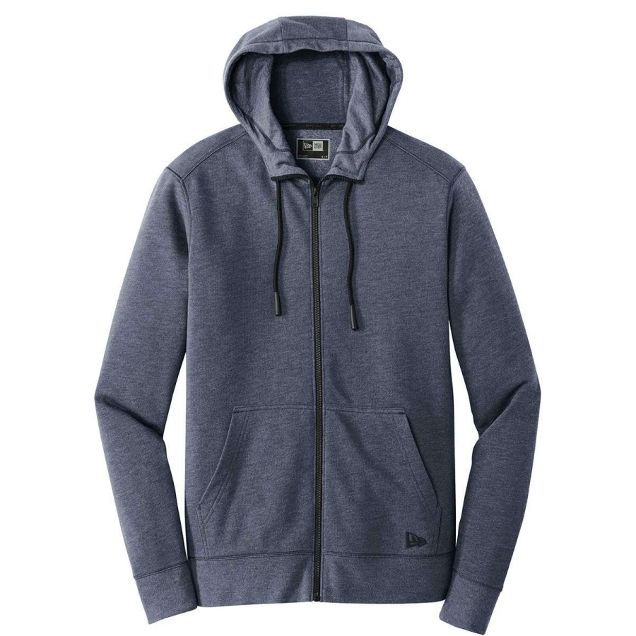 * New Era Men'S True Navy Heather Tri-Blend Fleece Full Zip Hoodie | Full Zips