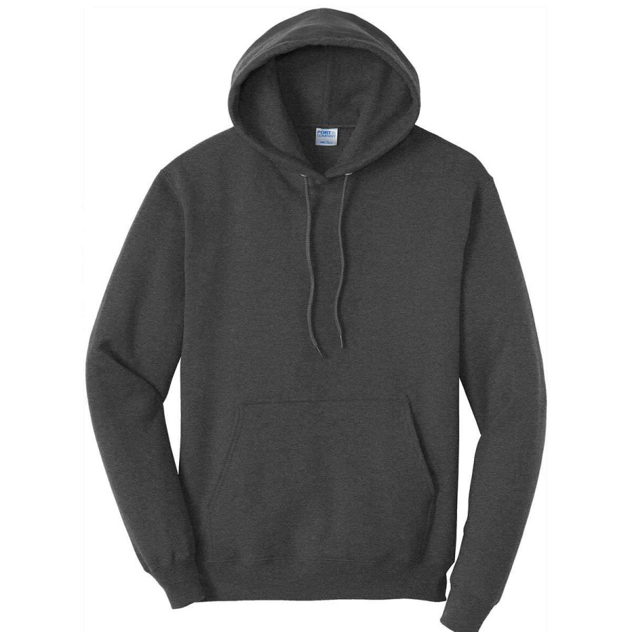 * Port & Company Men'S Dark Heather Grey Tall Core Fleece Pullover Hoodie | Sweatshirts