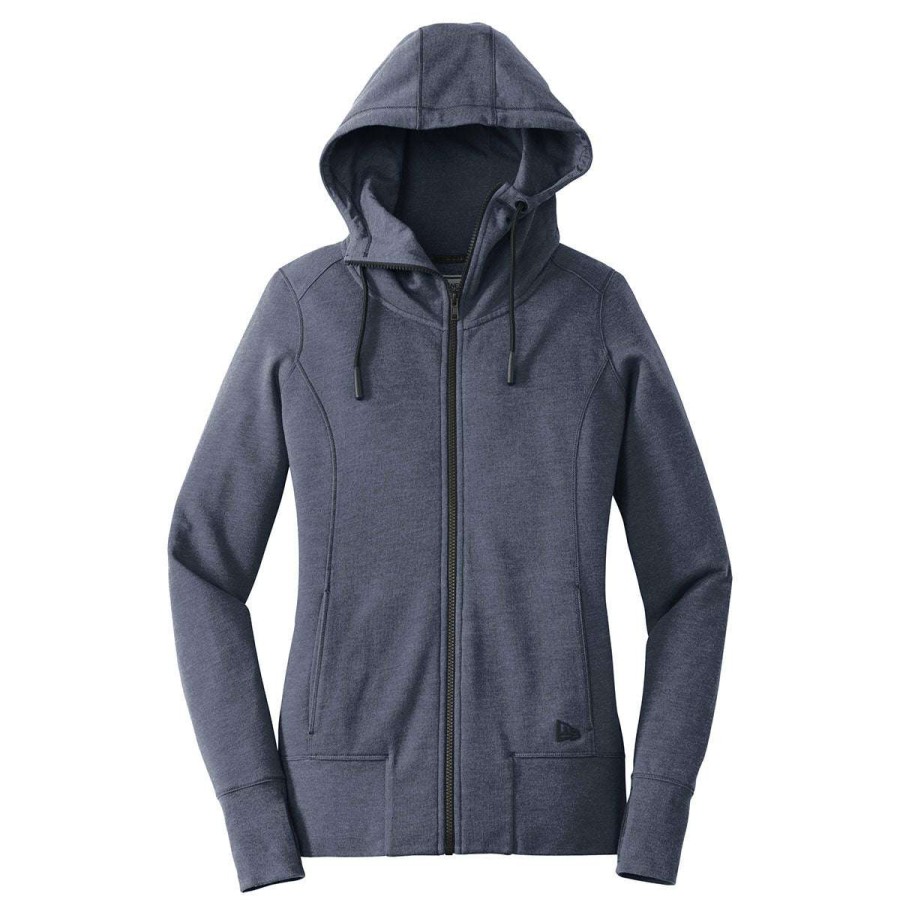 * New Era Women'S True Navy Heather Tri-Blend Fleece Full Zip Hoodie | Full Zips