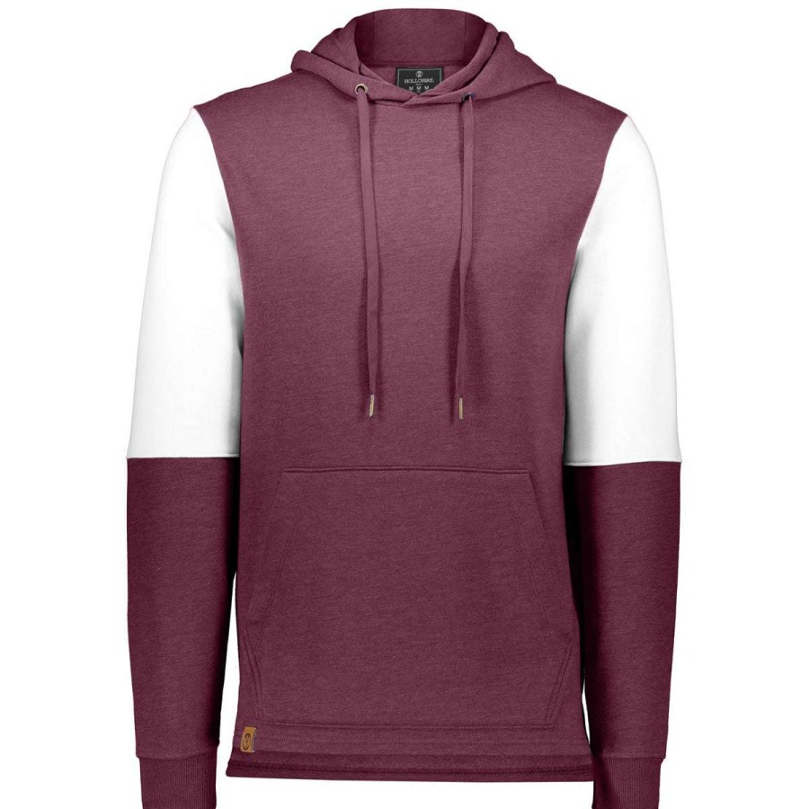 * Holloway Men'S Maroon Heather/Whtie Ivy League Team Hoodie | Sweatshirts