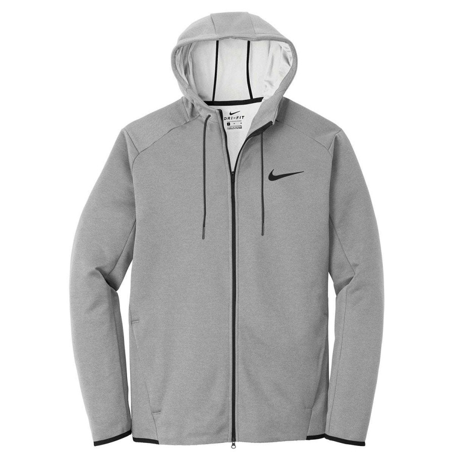 * Nike Men'S Grey Therma-Fit Textured Fleece Full-Zip Hoodie | Full Zips