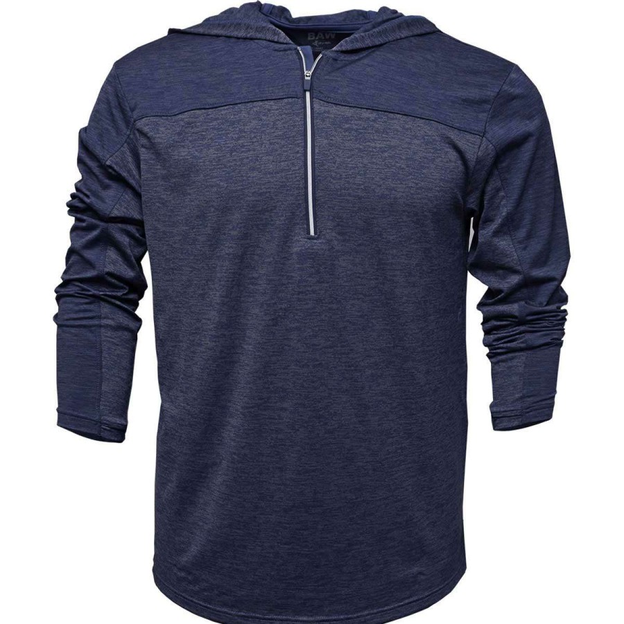 * Baw Men'S Navy Dry-Tek Vitnage Hoodie | Quarter Zips