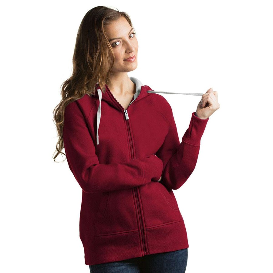 * Antigua Women'S Cardinal Red Victory Hoodie | Full Zips