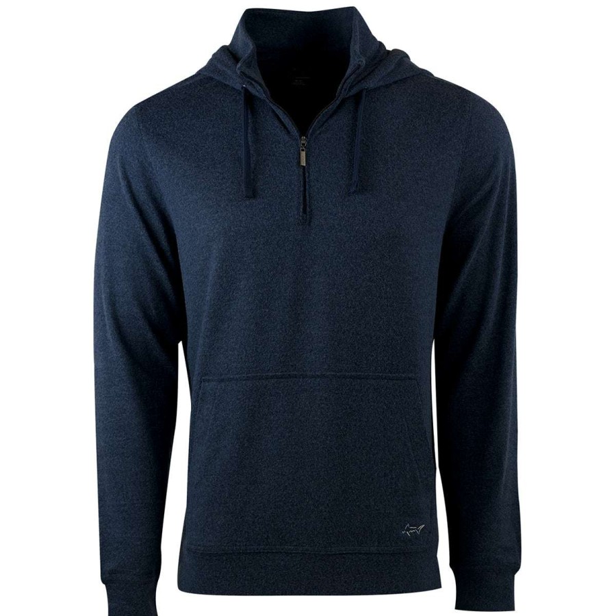 * Vantage Greg Norman Men'S Navy/Heather Lab 1/4 Zip Hoodie | Quarter Zips