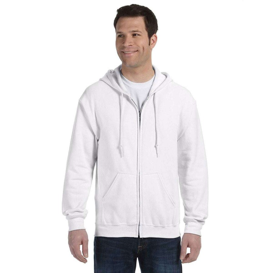 * Gildan Uni White Heavy Blend 50/50 Full Zip Hoodie | Full Zips