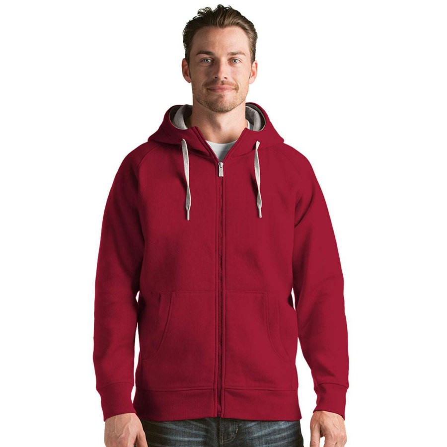 * Antigua Men'S Cardinal Red Victory Full Zip Hoodie | Full Zips