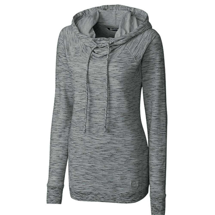 * Cutter & Buck Women'S Elemental Grey Tie Breaker Hoodie | Sweatshirts