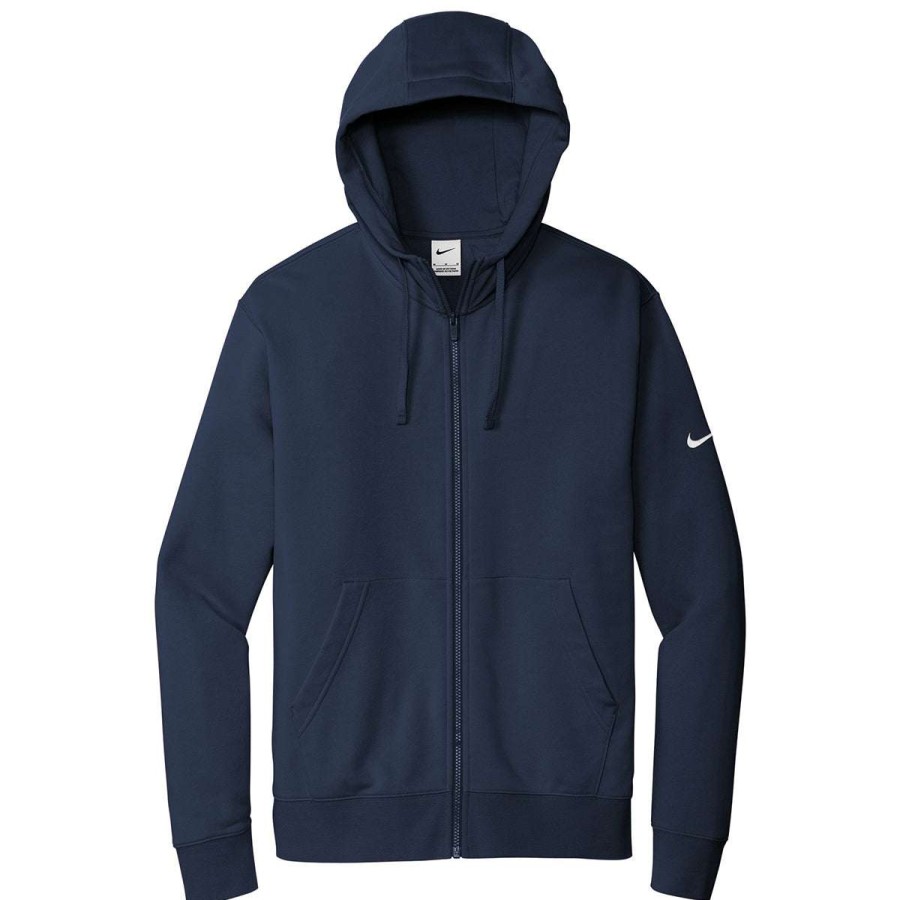 * Nike Men'S Midnight Navy Club Fleece Sleeve Swoosh Full-Zip Hoodie | Full Zips