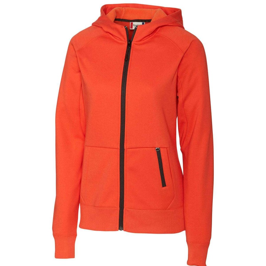 * Clique Women'S College Orange Lund Fleece Zip Hoodie | Full Zips