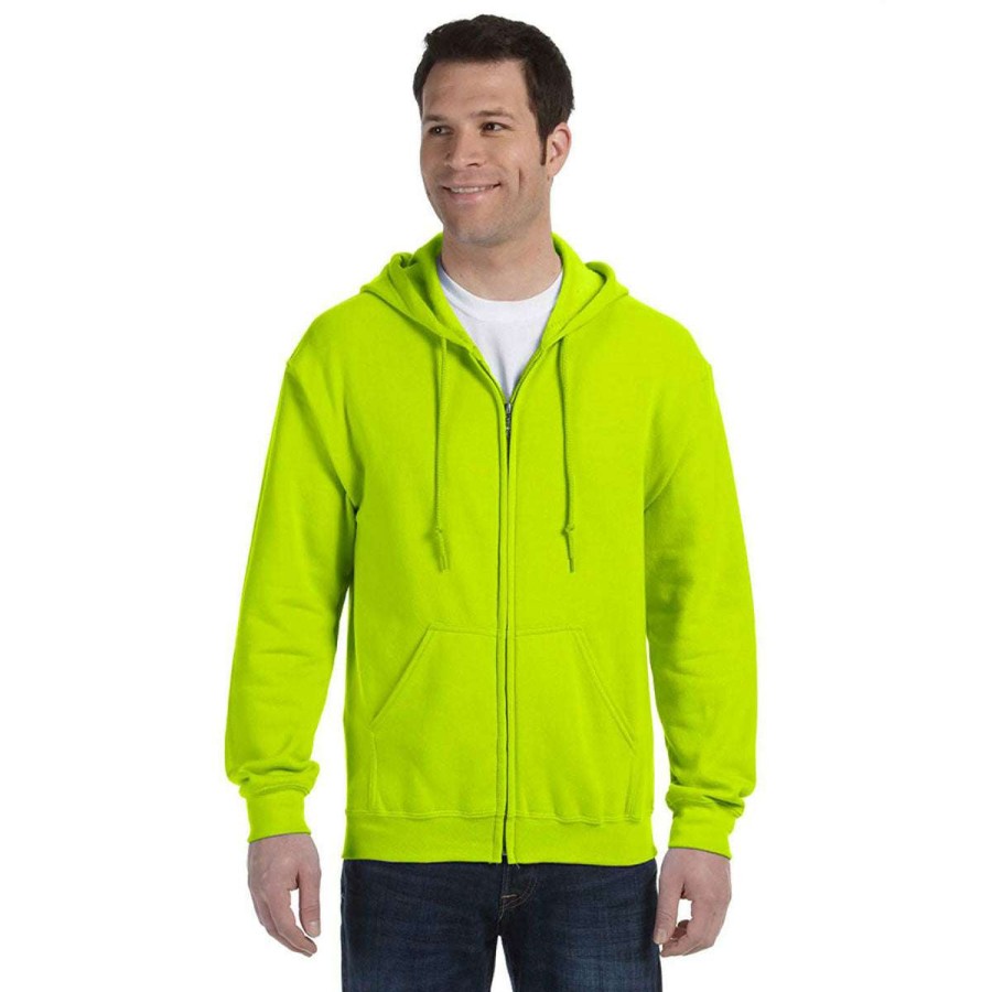 * Gildan Uni Safety Green Heavy Blend 50/50 Full Zip Hoodie | Full Zips