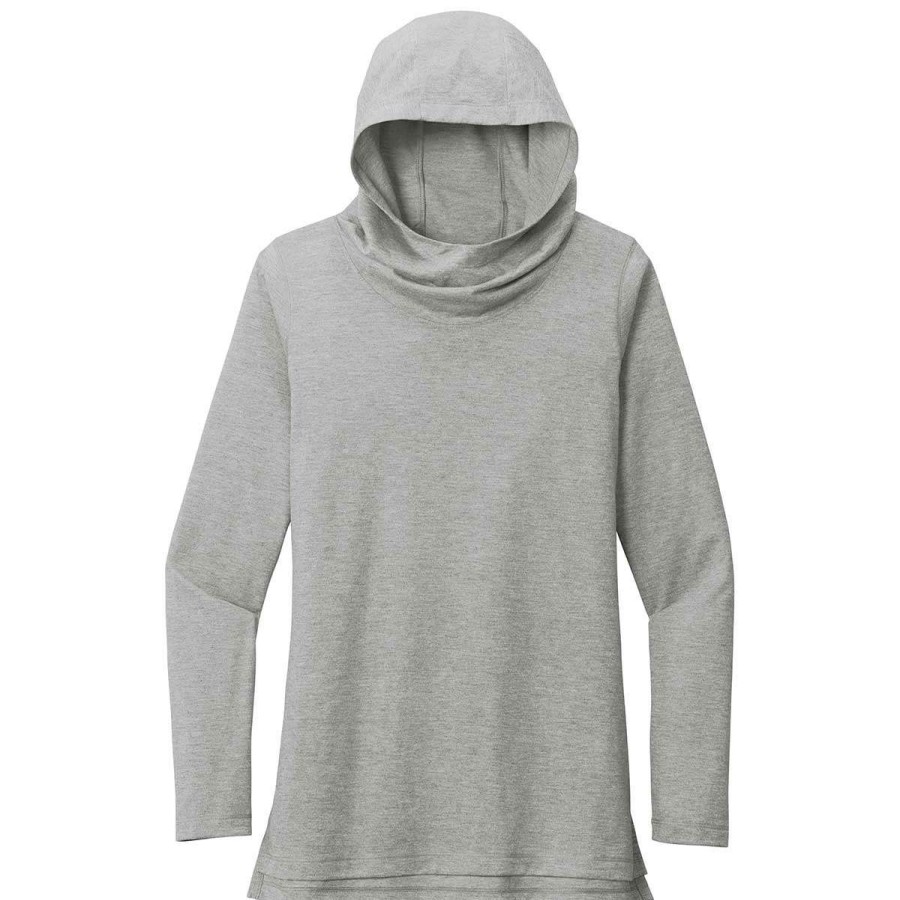 * Sport-Tek Women'S Light Grey Heather Posicharge Tri-Blend Wicking Long Sleeve Hoodie | Sweatshirts