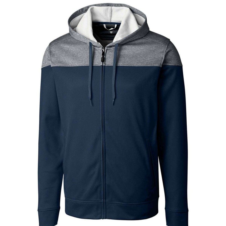 * Cutter & Buck Men'S Navy Pop Fly Hoodie | Full Zips