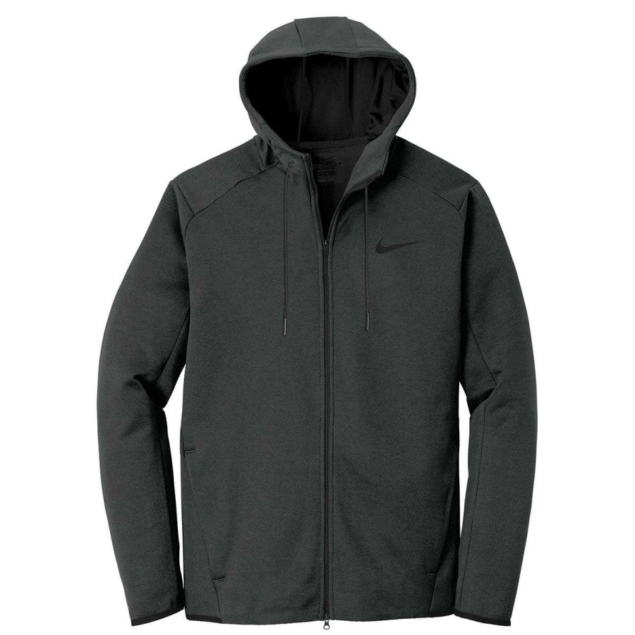 * Nike Men'S Black Therma-Fit Textured Fleece Full-Zip Hoodie | Full Zips