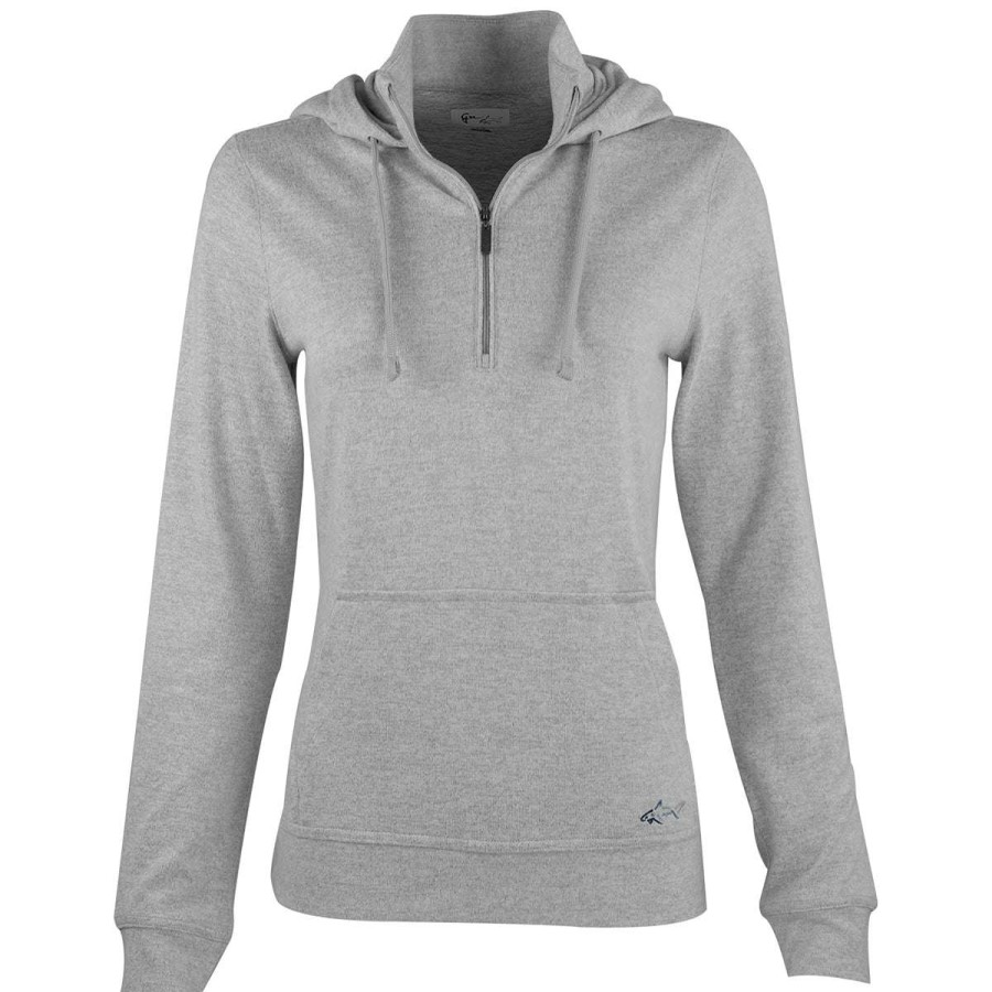 * Vantage Greg Norman Women'S Grey/Heather Lab 1/4 Zip Hoodie | Quarter Zips