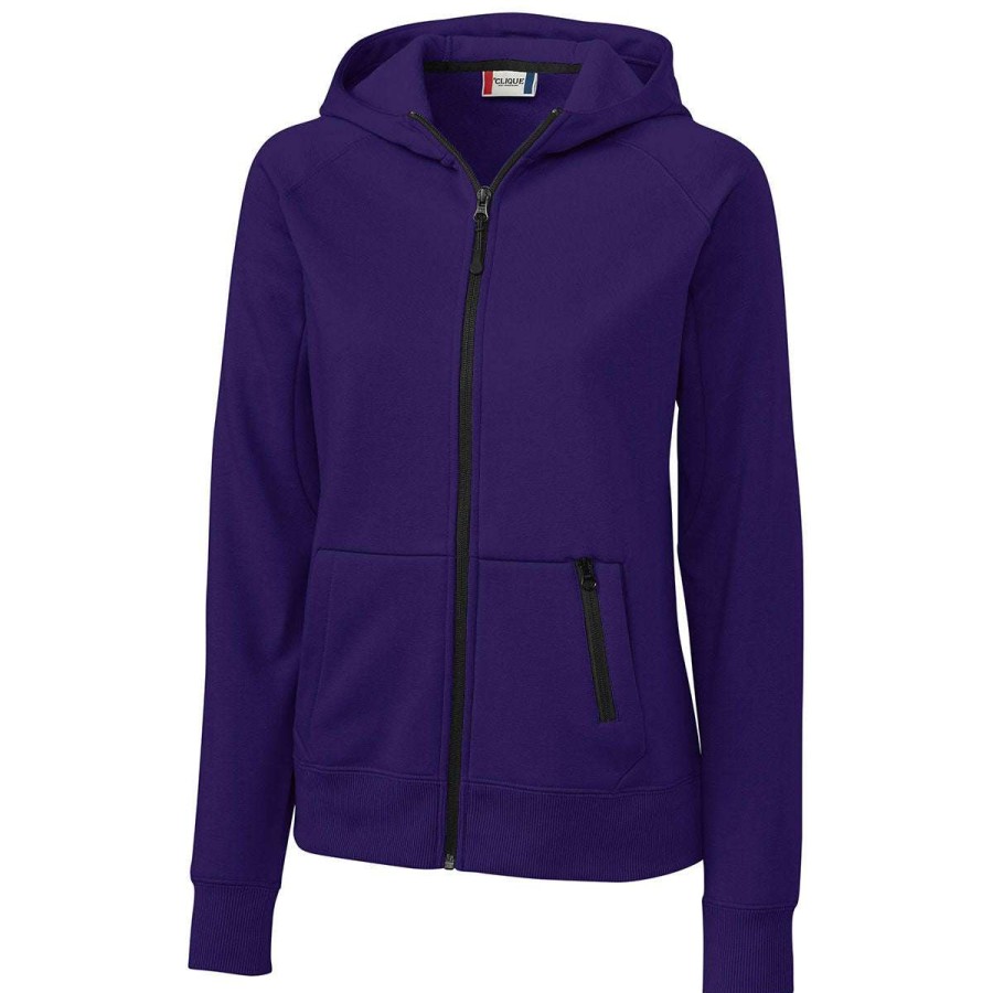 * Clique Women'S College Purple Lund Fleece Zip Hoodie | Full Zips