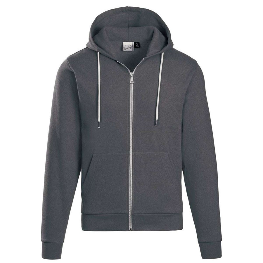 * Landway Men'S Heather Charcoal Parker Cotton Poly Fleece Hoodie | Full Zips