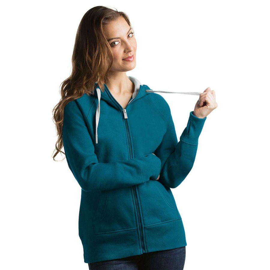 * Antigua Women'S Teal Victory Hoodie | Full Zips