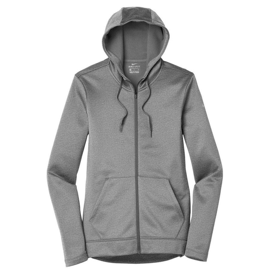 * Nike Women'S Dark Grey Heather Therma-Fit Full-Zip Fleece Hoodie | Full Zips