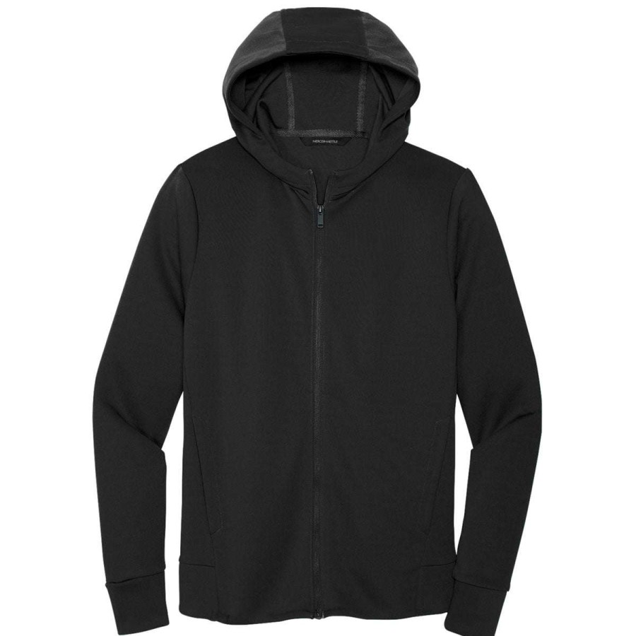 * Mercer+Mettle Men'S Deep Black Double-Knit Full Zip Hoodie | Full Zips