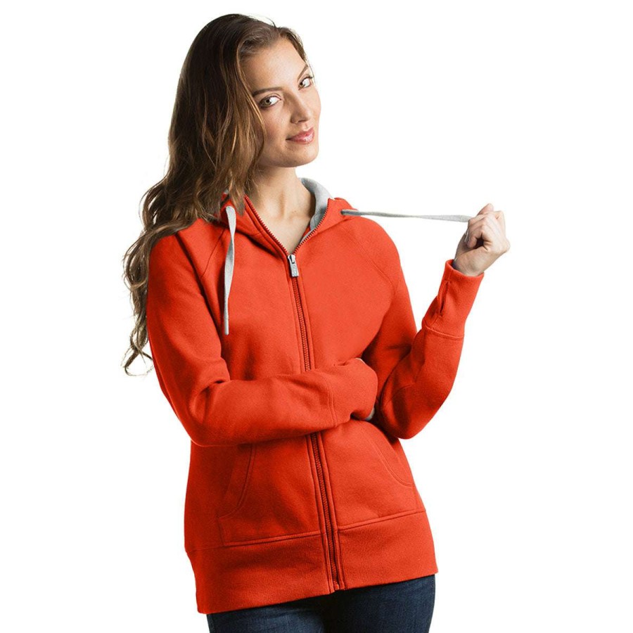 * Antigua Women'S Dark Orange Victory Hoodie | Full Zips