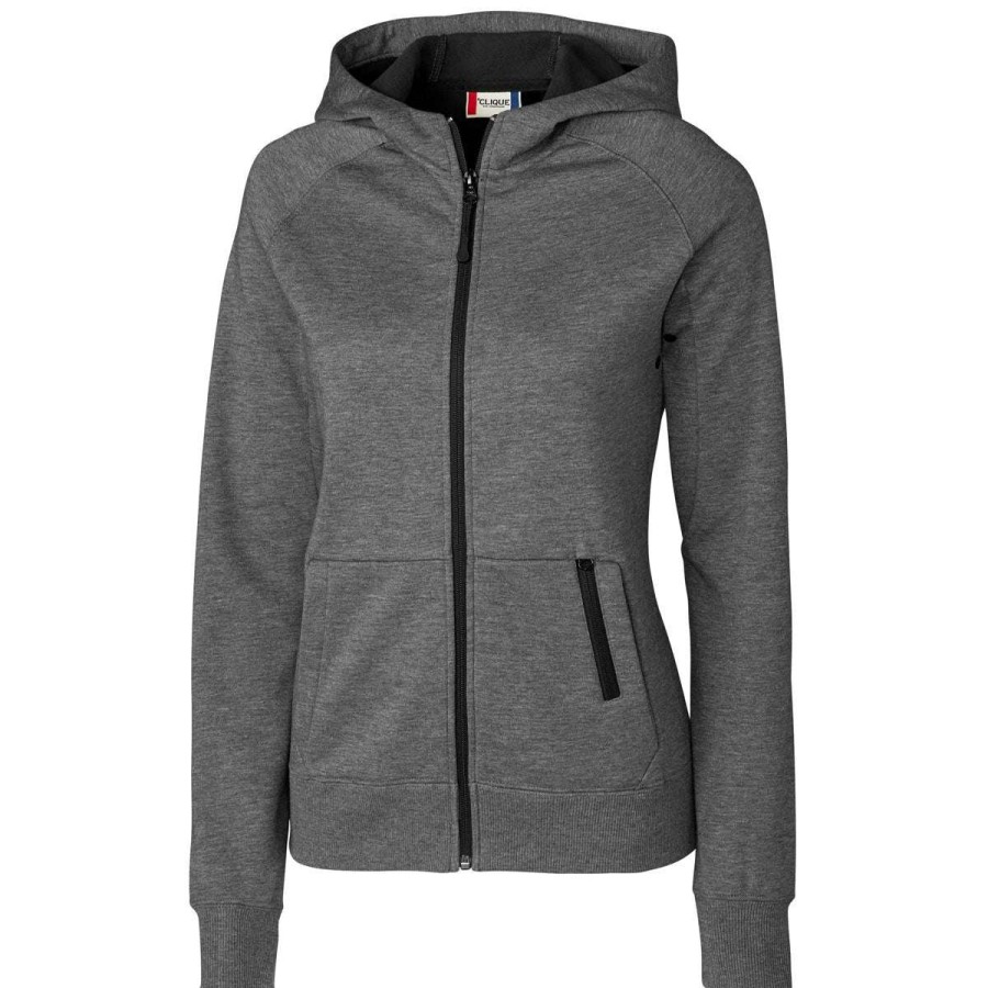 * Clique Women'S Charcoal Lund Fleece Zip Hoodie | Full Zips