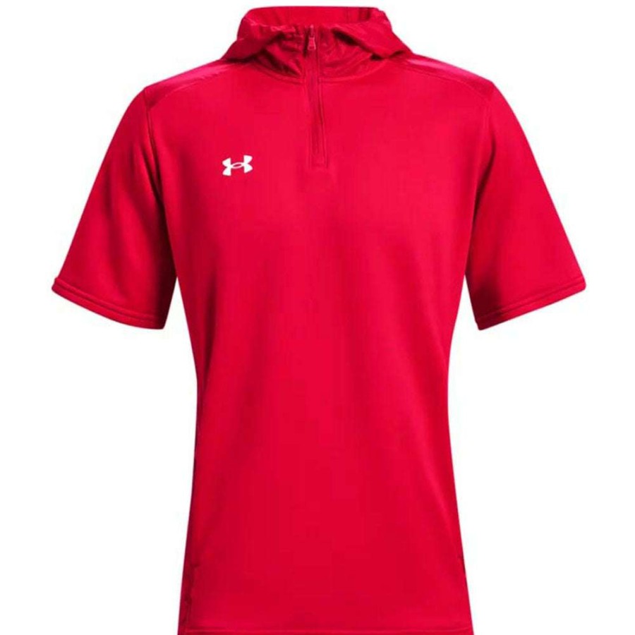 * Under Armour Men'S Red/White Command Short Sleeve Hoodie | Quarter Zips