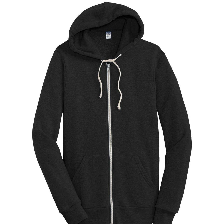 * Alternative Apparel Men'S True Black Rocky Eco-Fleece Full Zip Hoodie | Full Zips