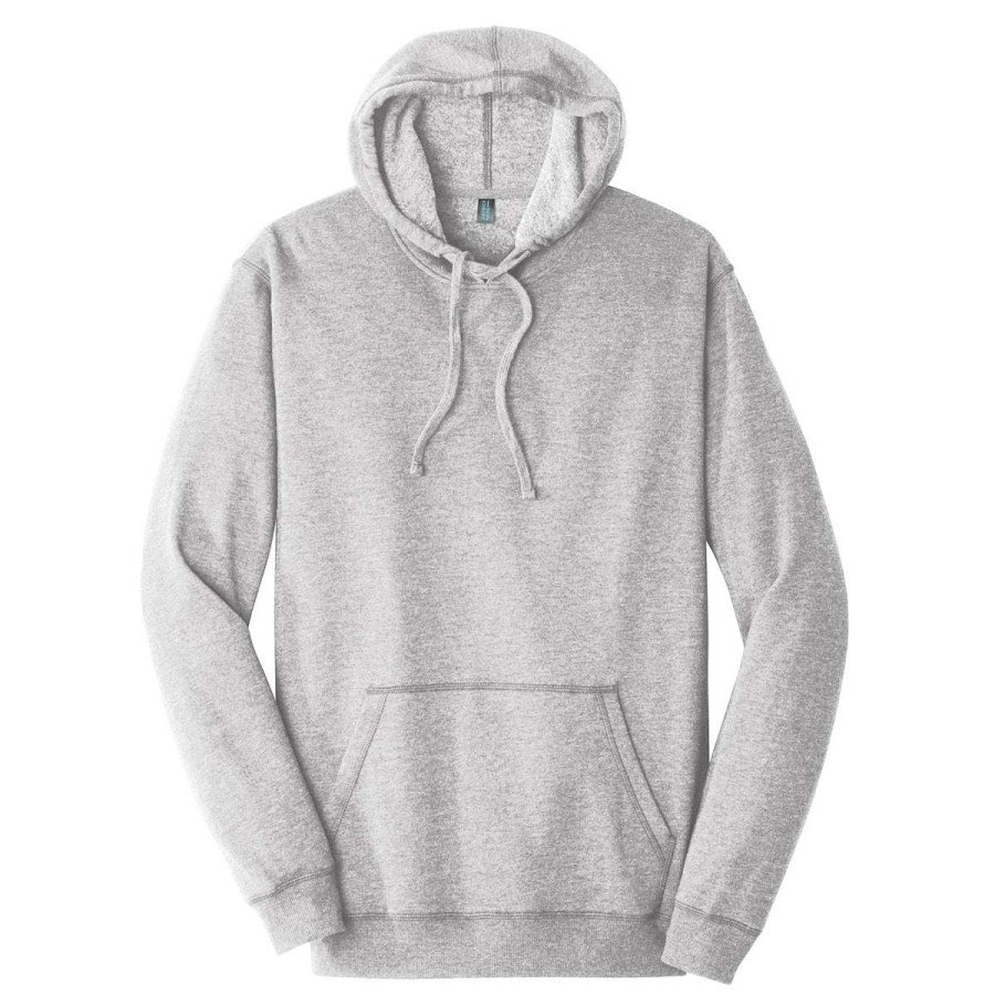 * District Men'S Heathered Grey Lightweight Fleece Hoodie | Sweatshirts