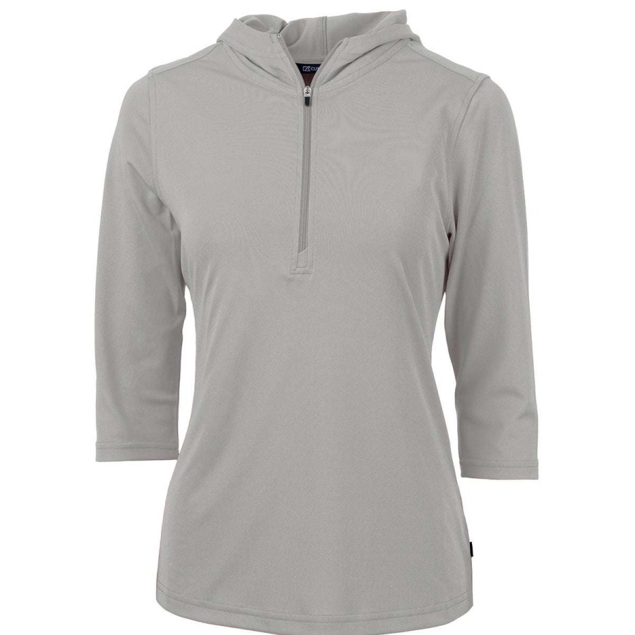 * Cutter & Buck Women'S Polished Virtue Eco Pique Recycled Half Zip Pullover Hoodie | Quarter Zips