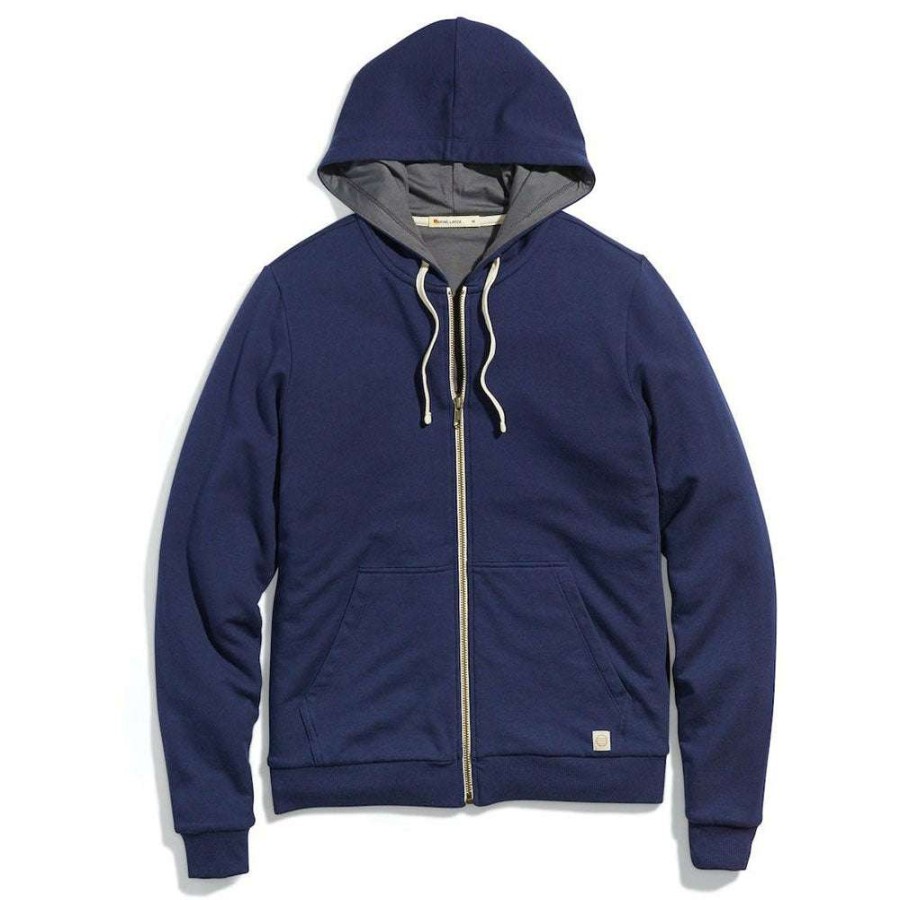 * Marine Layer Women'S True Navy/Asphalt Signature Lined Zip Hoodie | Full Zips