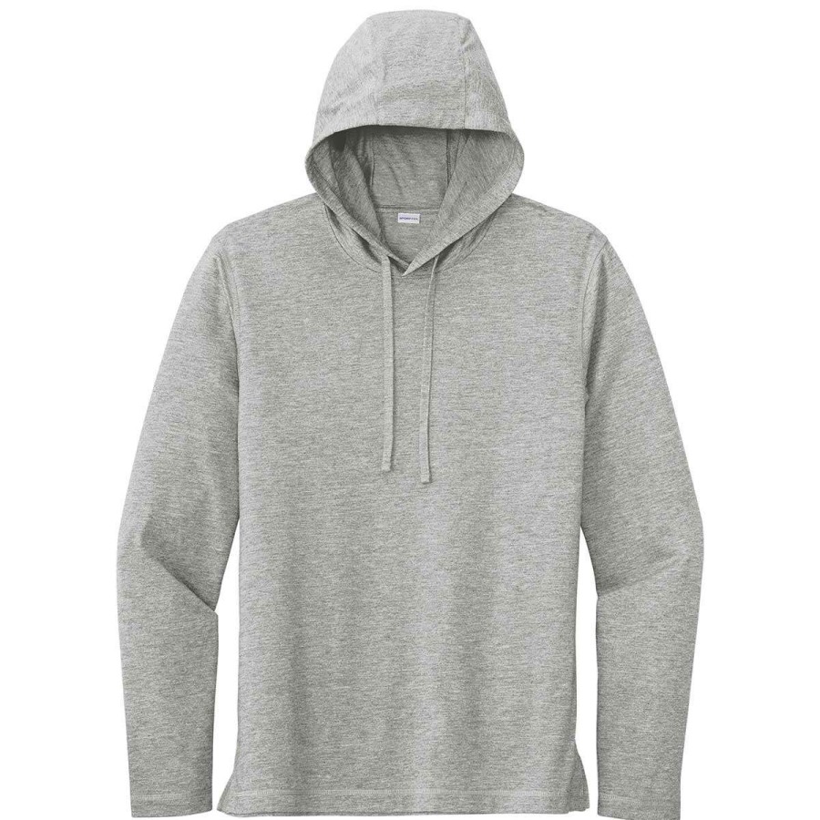 * Sport-Tek Men'S Light Grey Heather Posicharge Tri-Blend Wicking Long Sleeve Hoodie | Sweatshirts