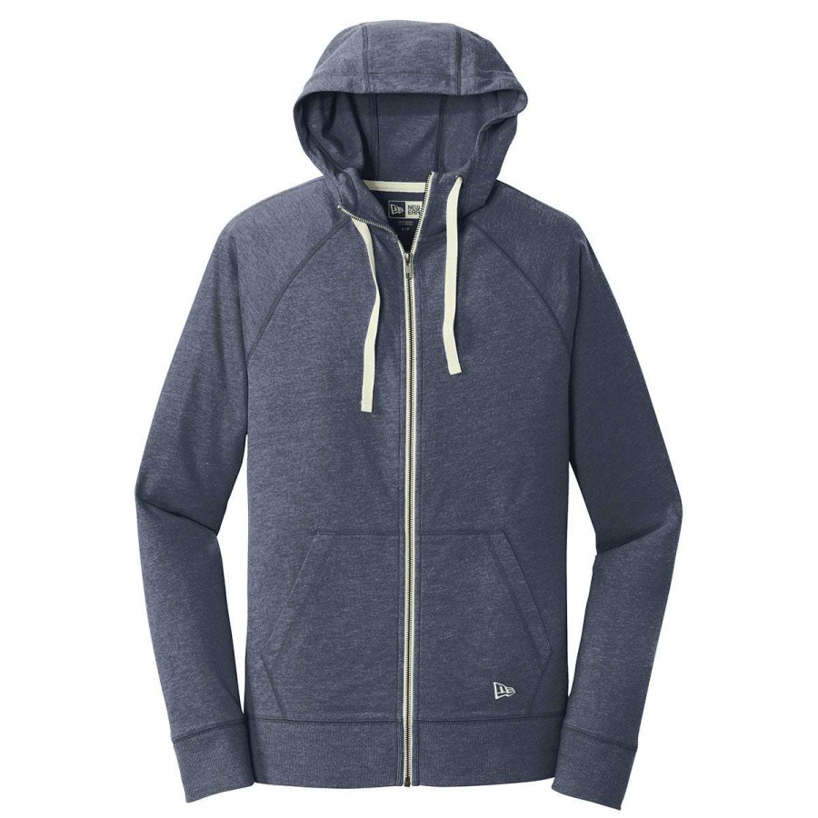 * New Era Men'S True Navy Heather Sueded Cotton Full Zip Hoodie | Full Zips