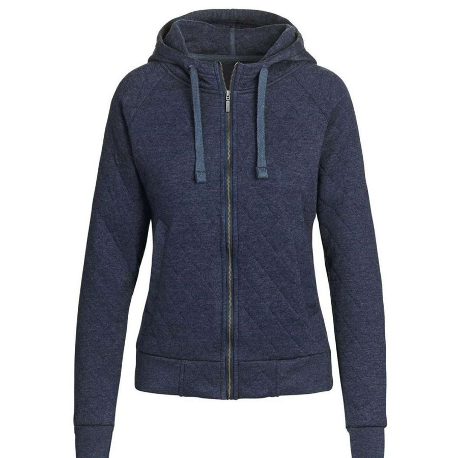 * Landway Women'S Heather Navy Kingsley Quilted Fleece Hoodie | Sweatshirts