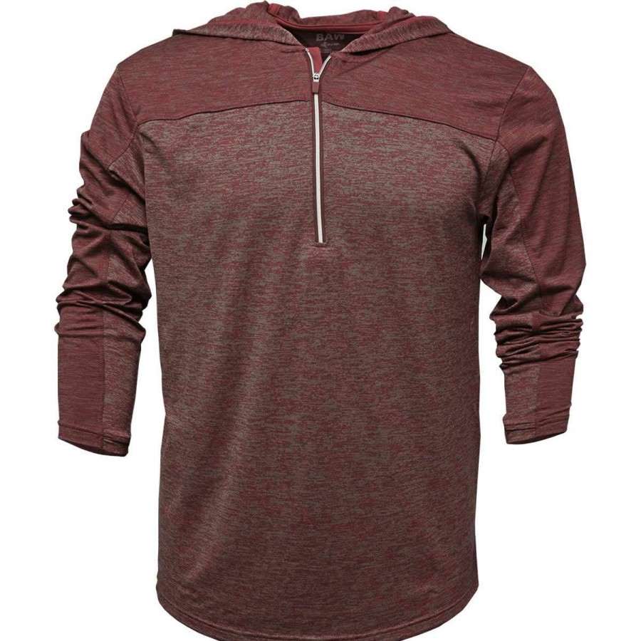 * Baw Men'S Maroon Dry-Tek Vitnage Hoodie | Quarter Zips