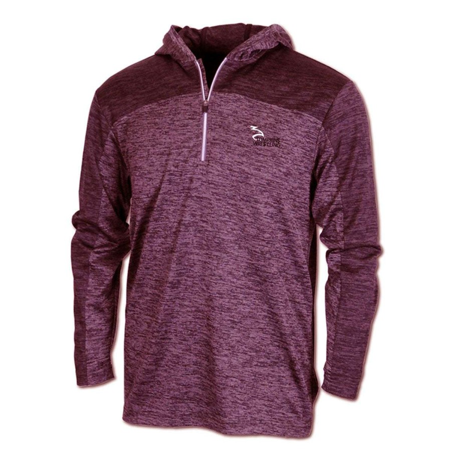 * Baw Men'S Maroon Dry-Tek Vitnage Hoodie | Quarter Zips