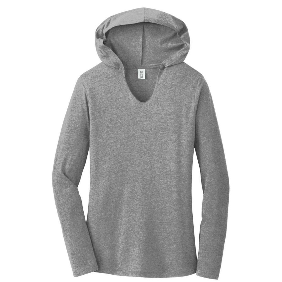 * District Women'S Grey Frost Perfect Tri Long Sleeve Hoodie | Cotton